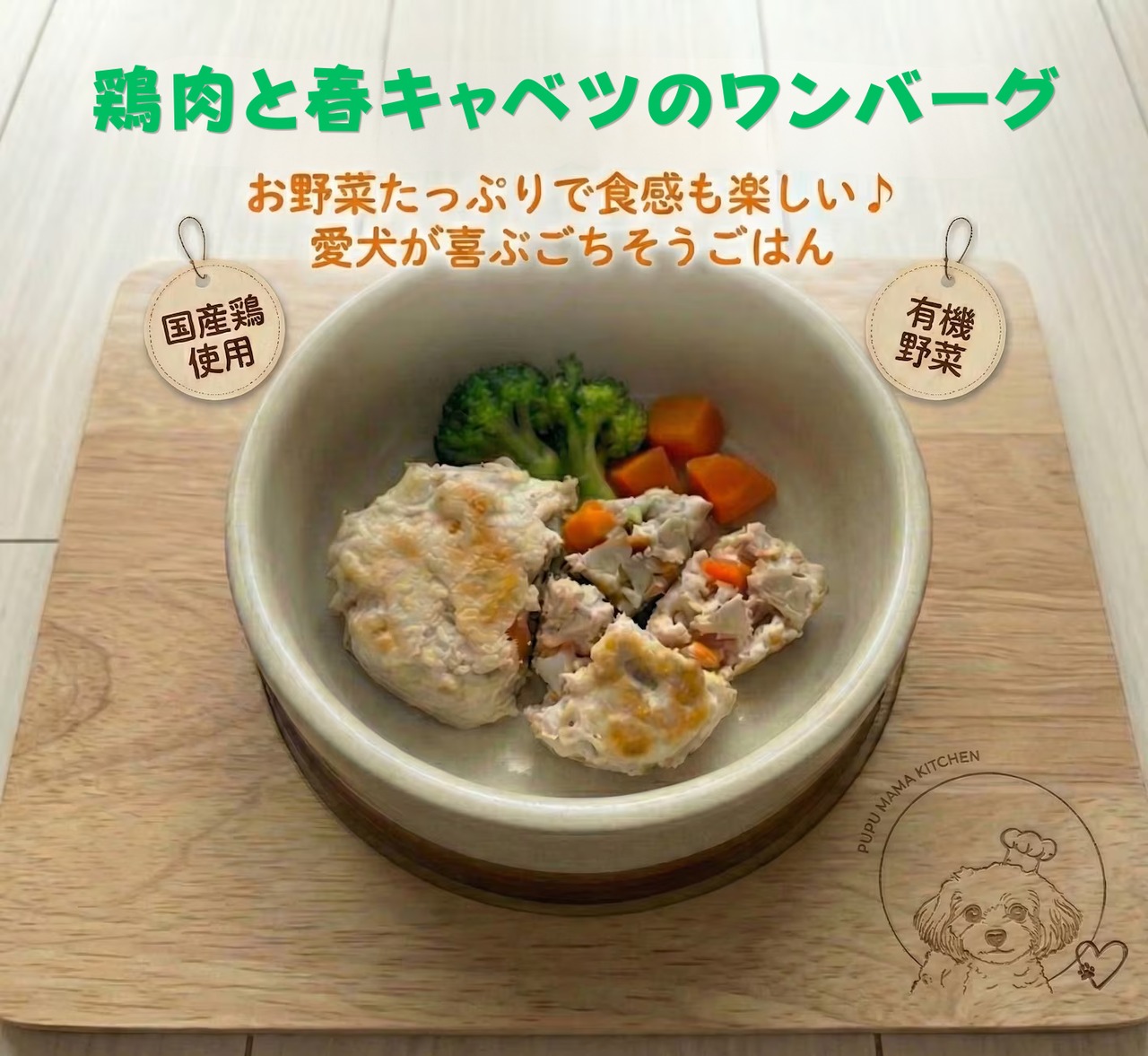 鶏肉と春キャベツのワンバーグ(犬用)10個セット